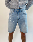 Bermuda Gianni Lupo Denim Chiaro con rotture