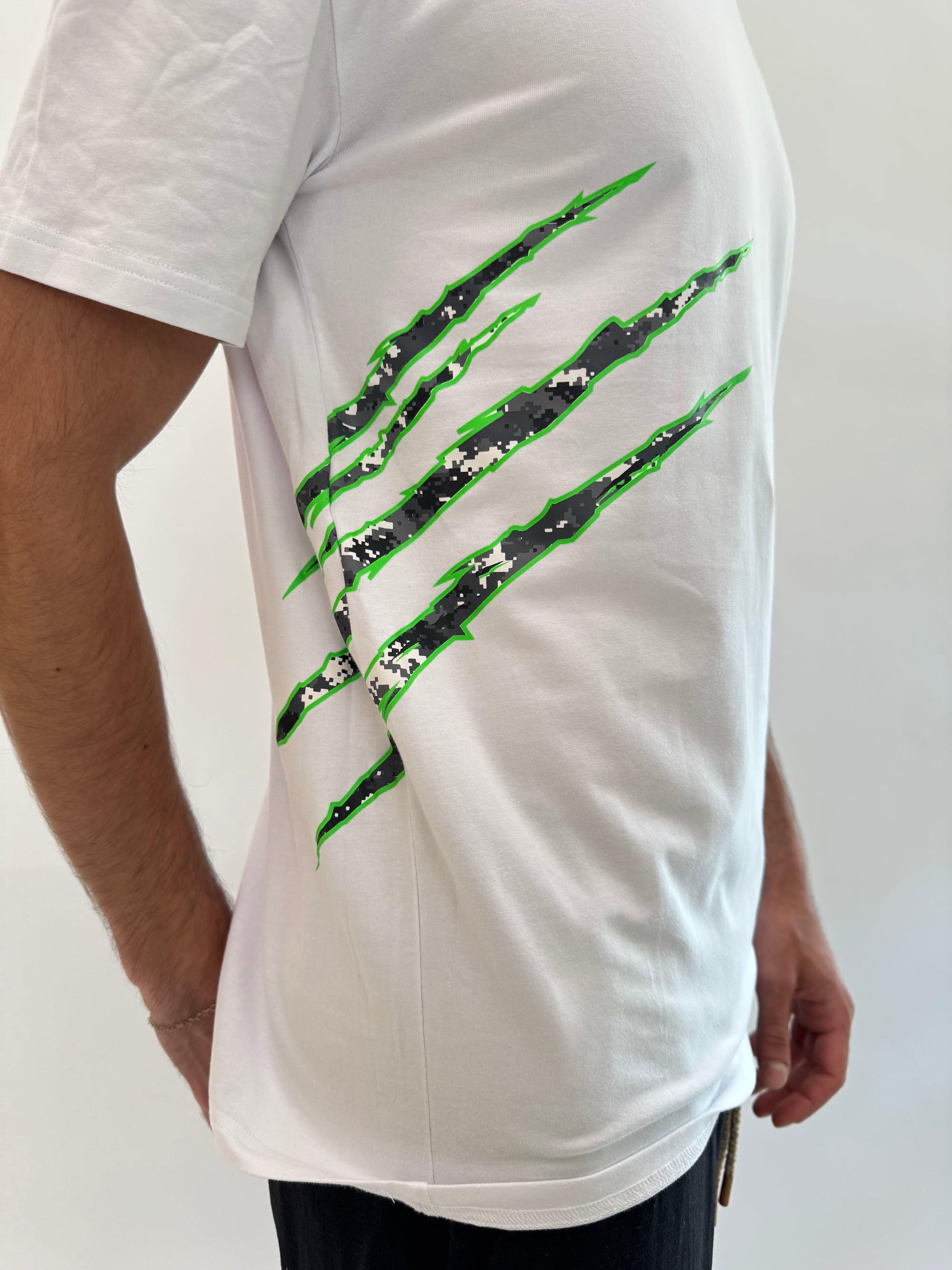 T-shirt Philipp Plein Sport Swim bianco verde tigre .