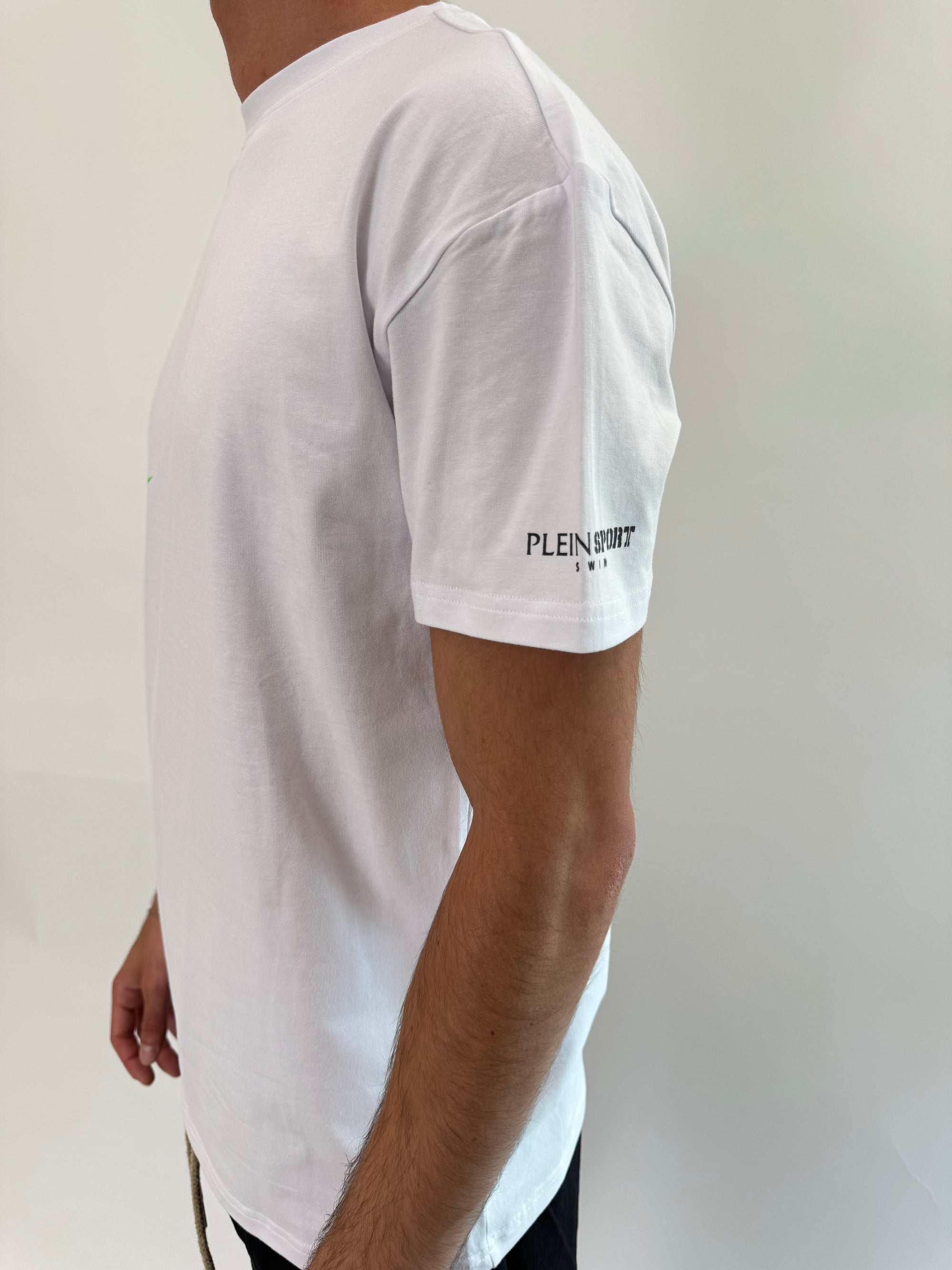 T-shirt Philipp Plein Sport Swim bianco verde tigre .