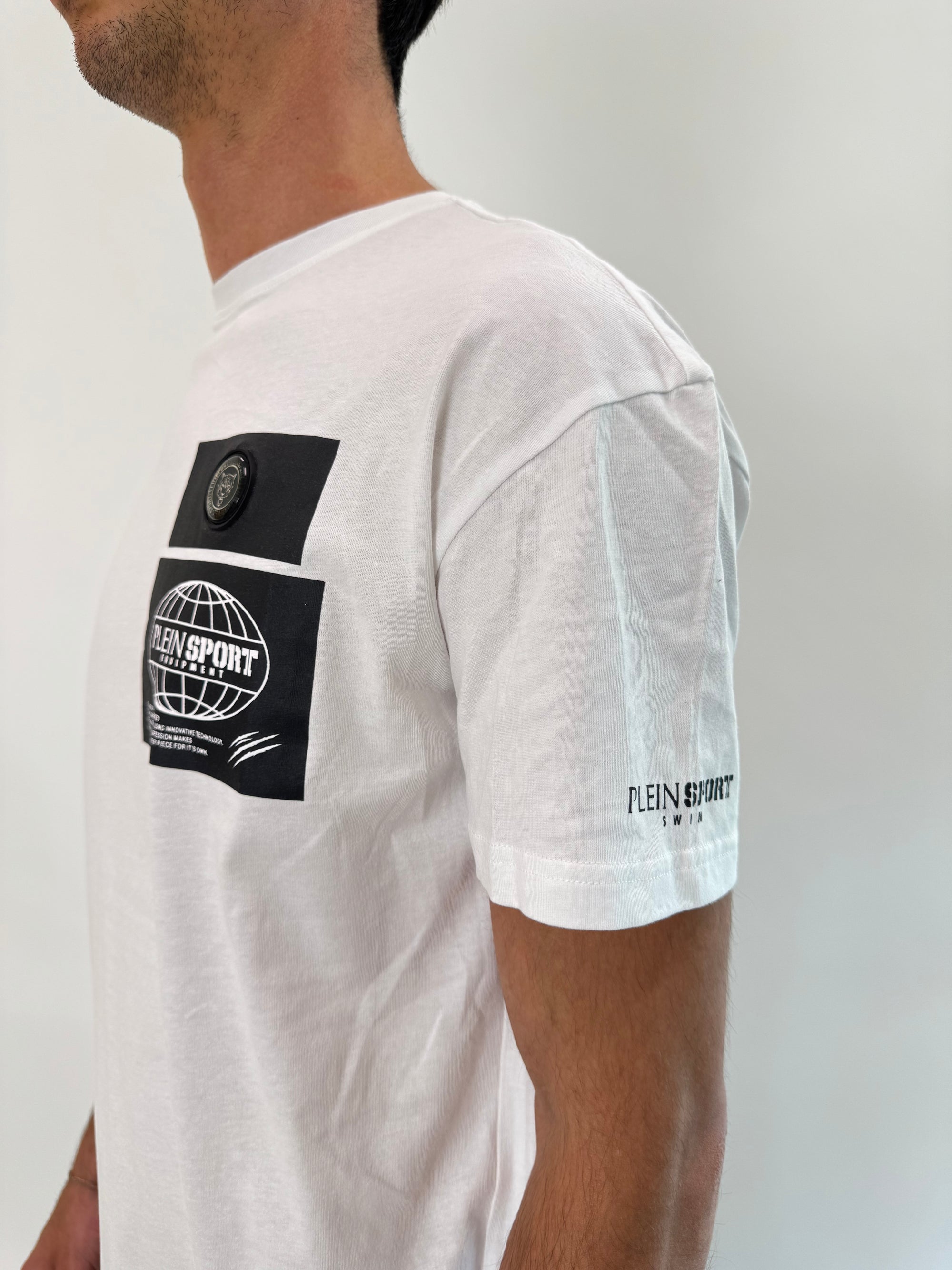 T-shirt Philipp Plein Sport Swim bianco nero .