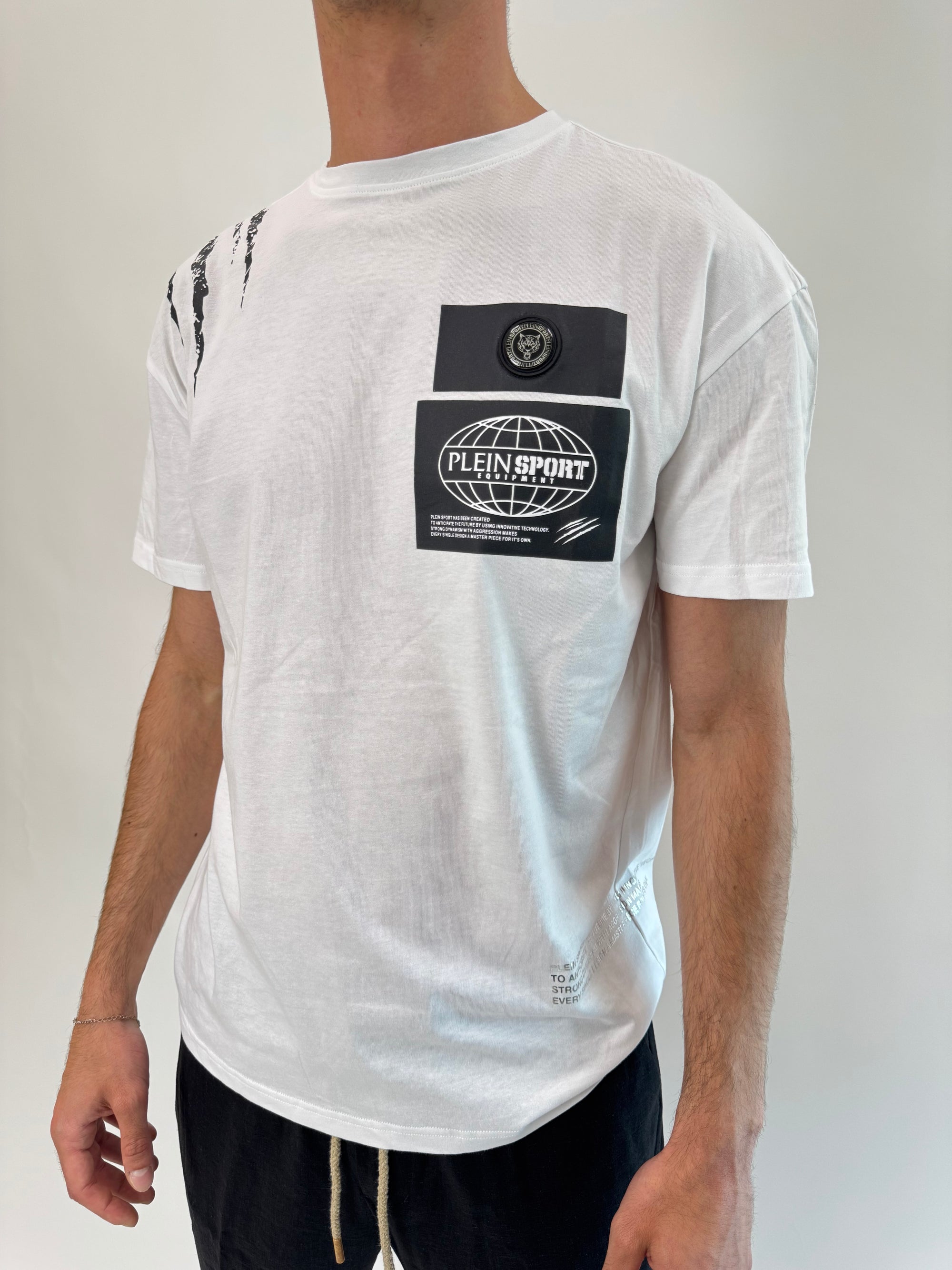 T-shirt Philipp Plein Sport Swim bianco nero .