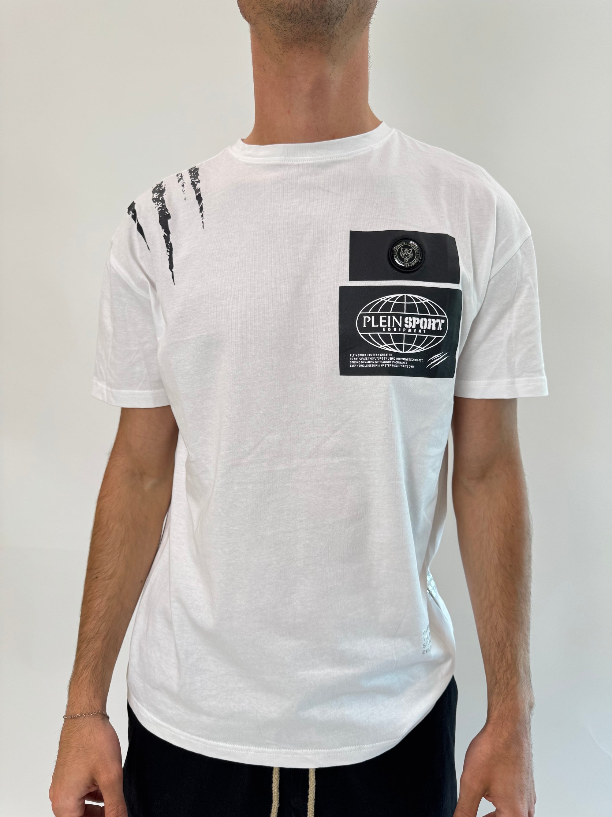 T-shirt Philipp Plein Sport Swim bianco nero .