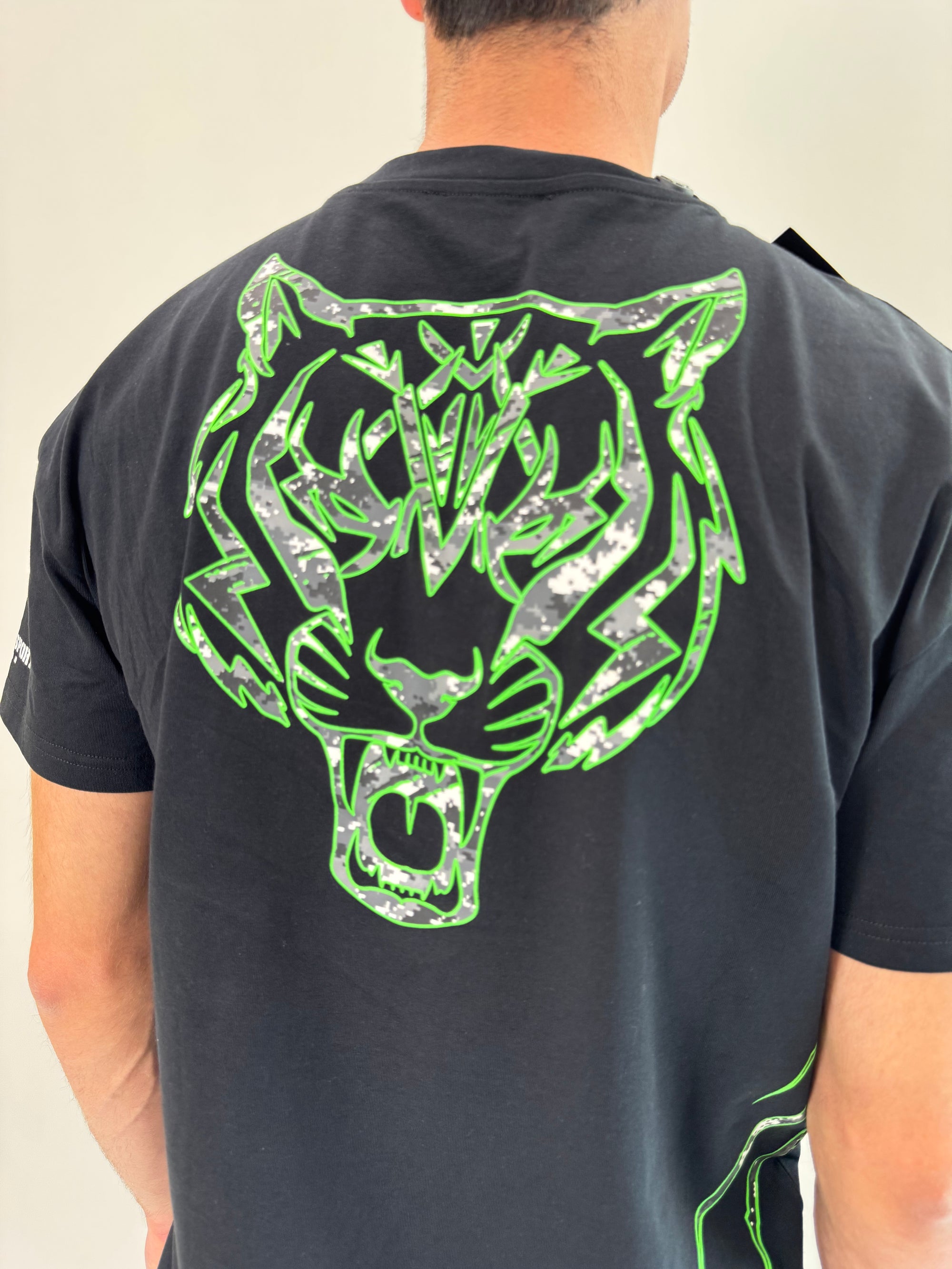 T-shirt Philipp Plein Sport Swim nero tigre verde .