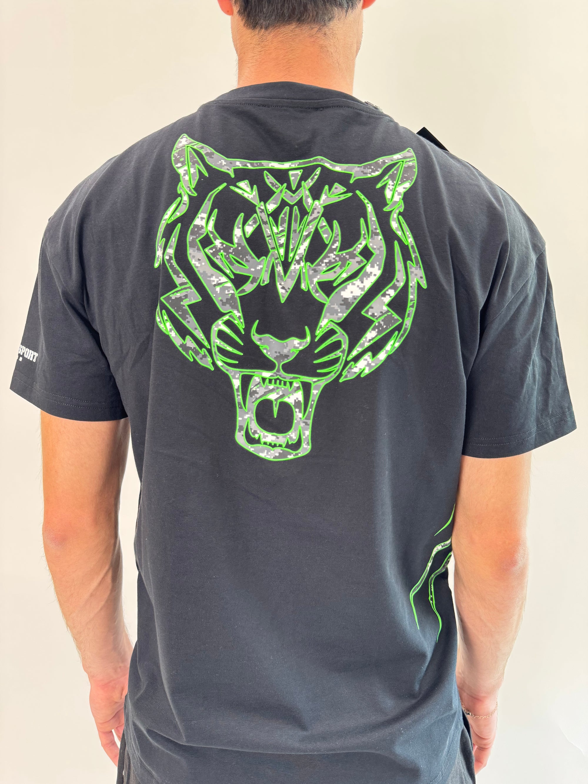 T-shirt Philipp Plein Sport Swim nero tigre verde .
