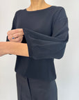 Pullover Griffai manica a palloncino nero