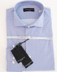 Camicia tessuto tecnico fantasia bianco e blu cerchio