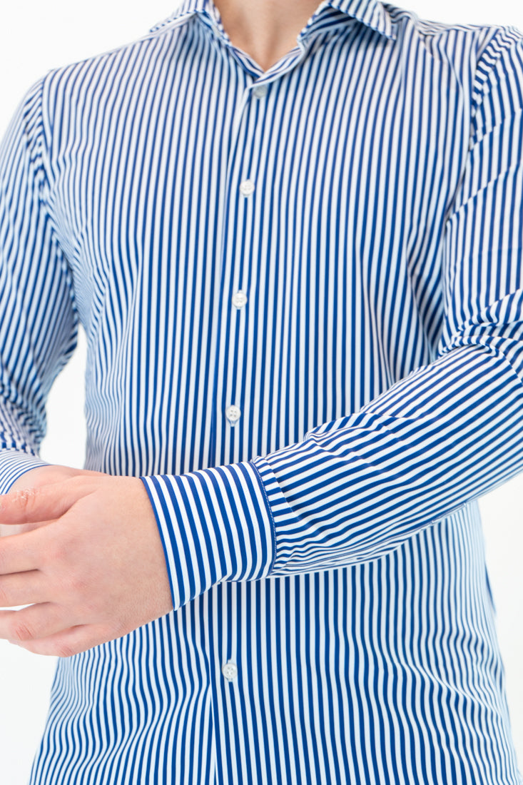 Camicia tessuto tecnico riga blu