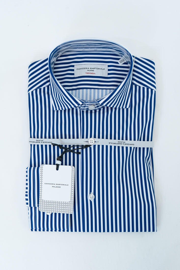 Camicia tessuto tecnico riga blu