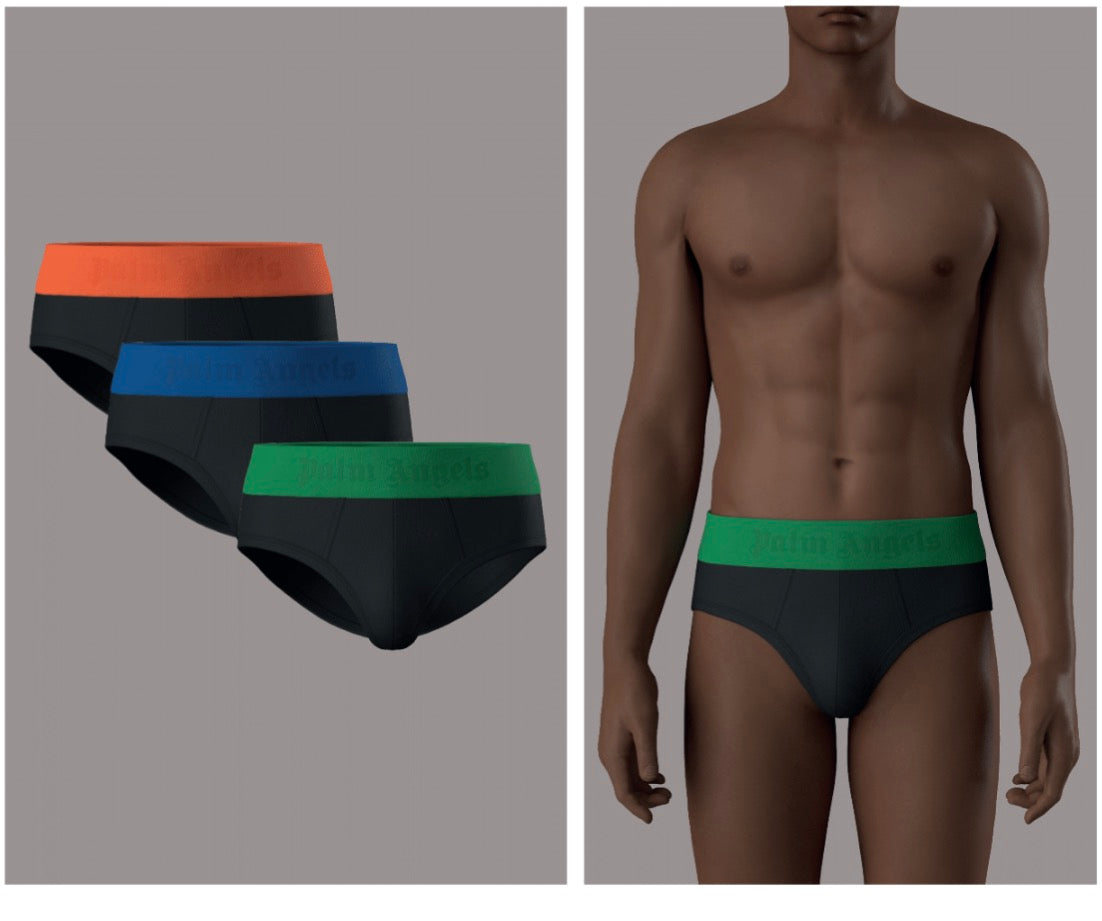 3 Slip Palm Angels colore nero con elastico colorato