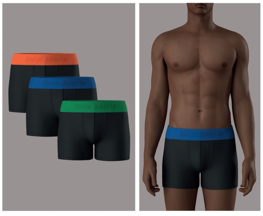 3 Boxer Palm Angels colore nero con elastico colorato