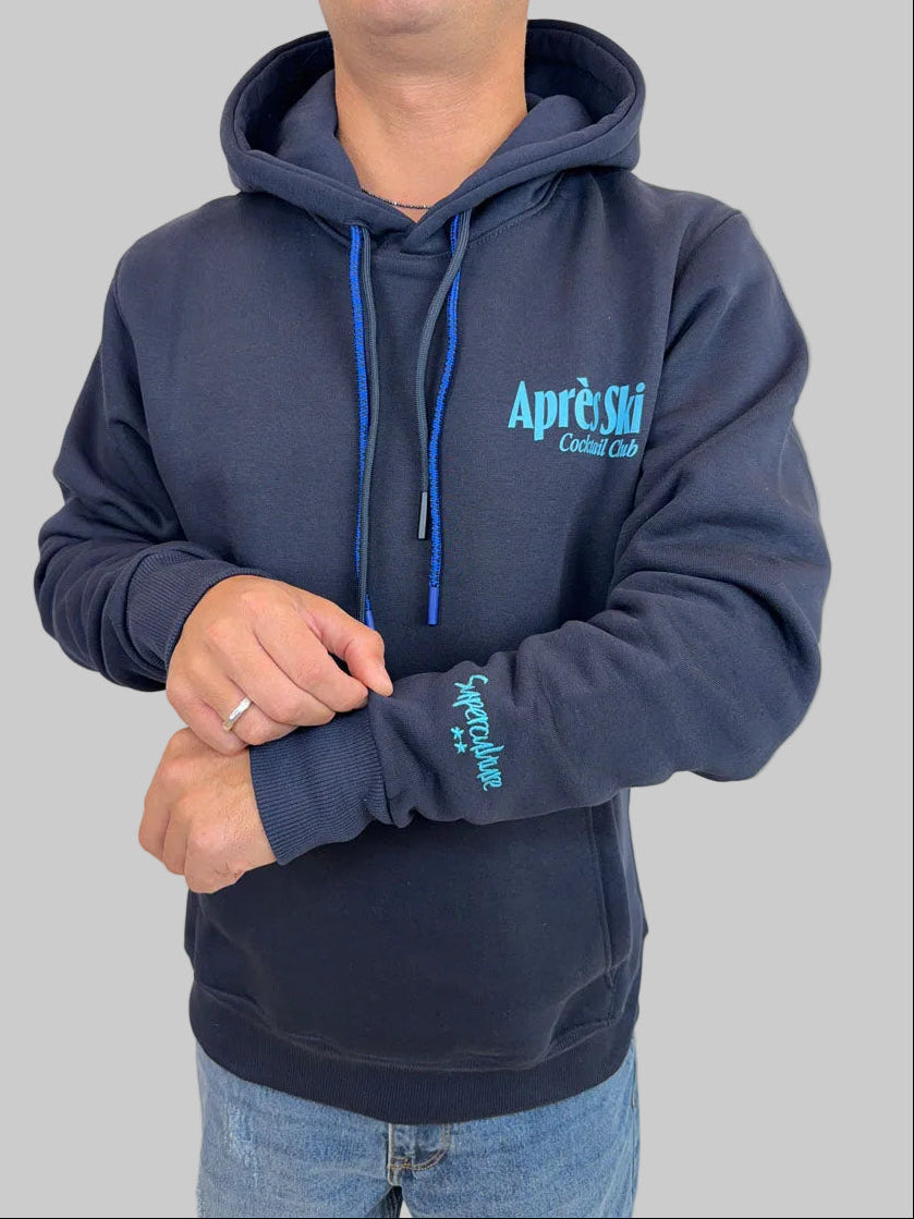 Felpa Superculture Clothing Après Ski blu o marrone con cappuccio