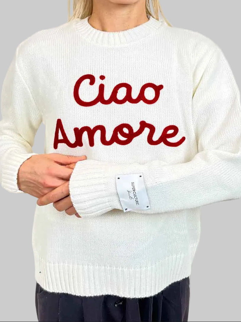 Pullover Superculture Clothing Ciao Amore Bianco o Nero