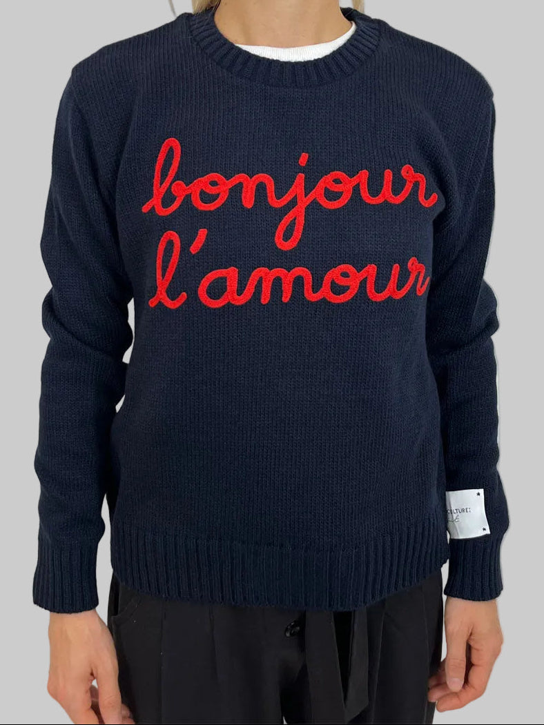 Pullover Superculture Clothing Bonjour l'amour blu