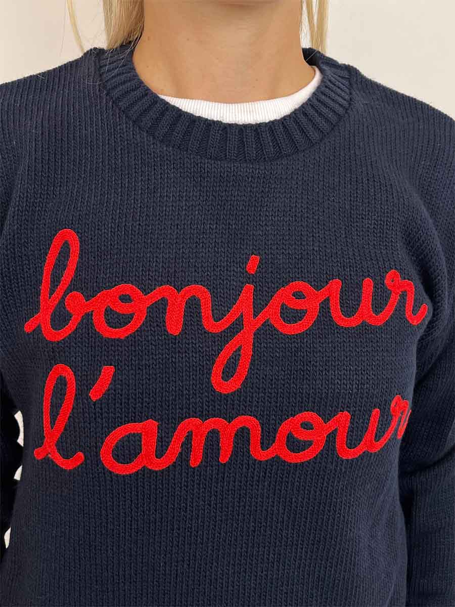 Pullover Superculture Clothing Bonjour l'amour blu