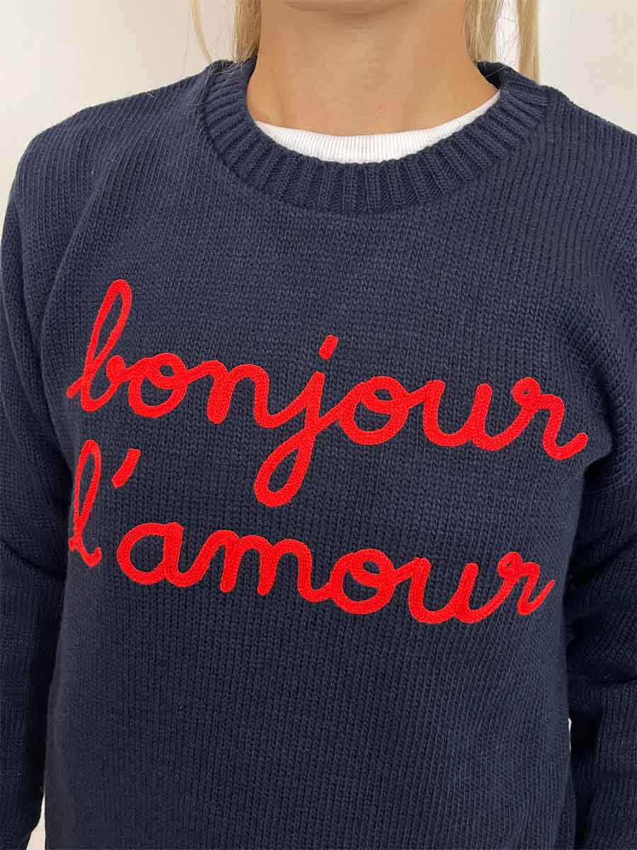 Pullover Superculture Clothing Bonjour l'amour blu
