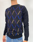 Pullover Griffai rombi blu o nero