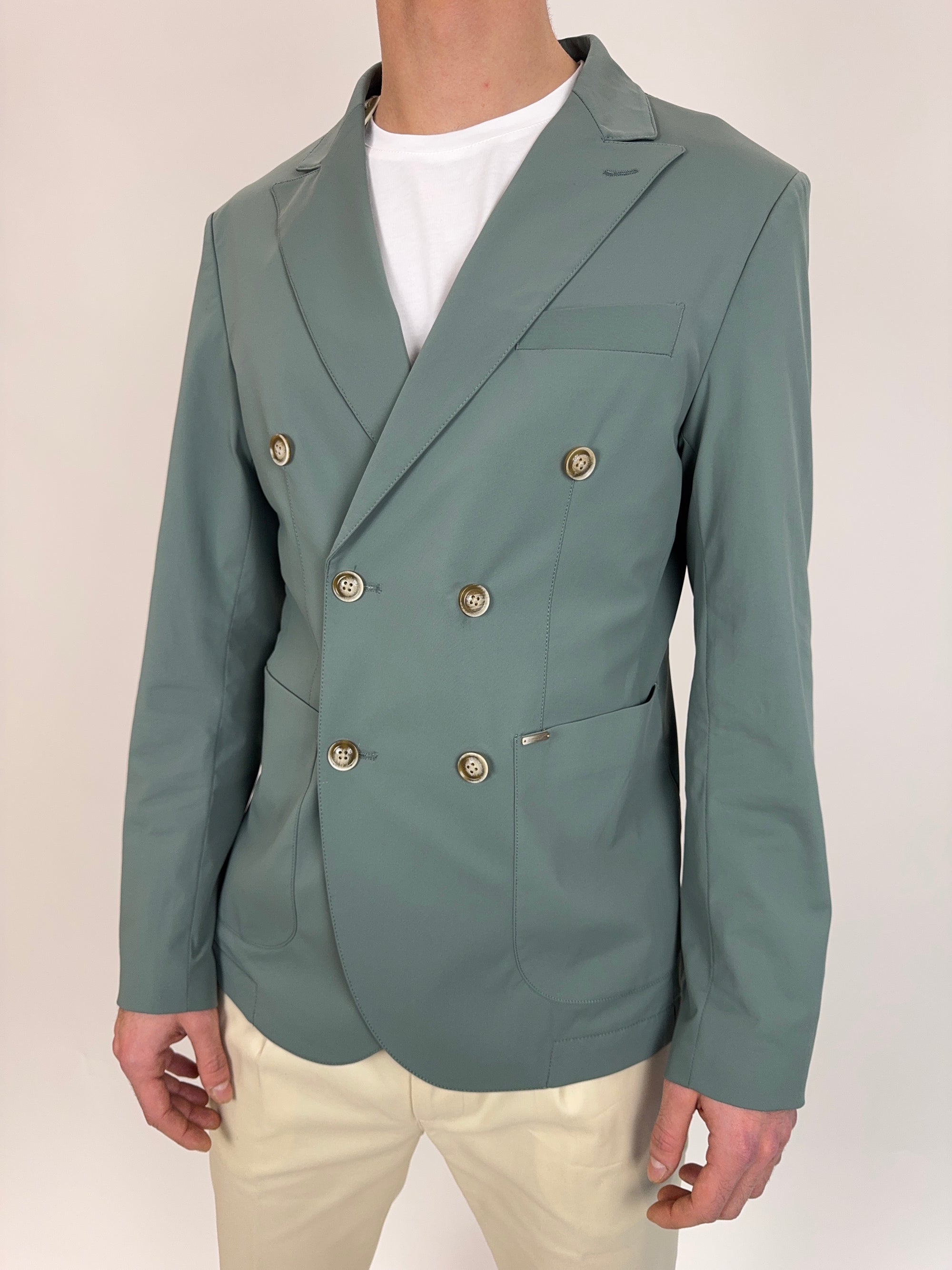 Giacca Gianni Lupo doppiopetto verde salvia o blu navy