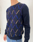 Pullover Griffai rombi blu o nero