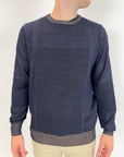 Pullover Griffai blu e cammello