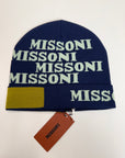 Cuffia Missoni logo blu, azzurro e senape