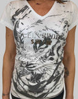 T-shirt donna Plein Sport Swim bianco con stampa tigre e logo argento