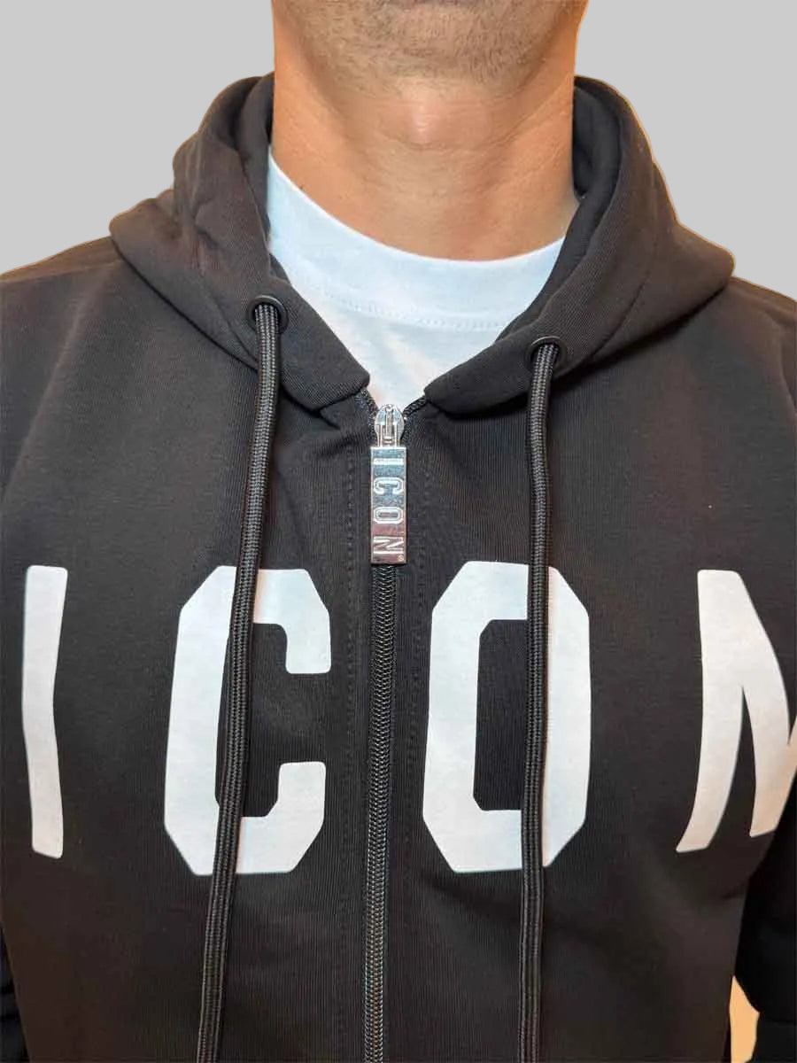 Felpa Icon Zip e cappuccio bianco o nero