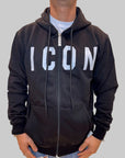 Felpa Icon Zip e cappuccio bianco o nero