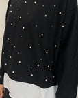 Pullover Griffai nero con perle strass