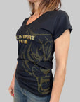 T-shirt donna Plein Sport Swim nero con tigre oro