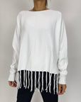 Pullover Griffai Bianco con frange