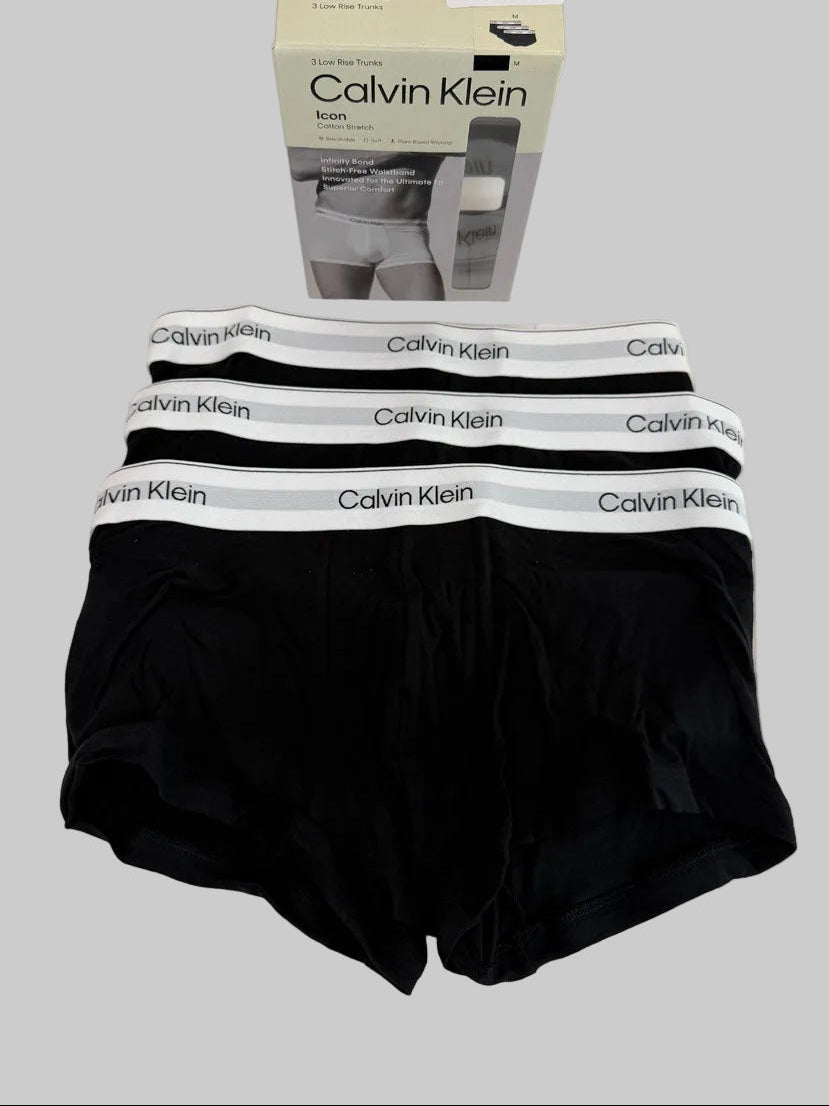 3 Boxer Calvin Klein Nero elastico Bianco