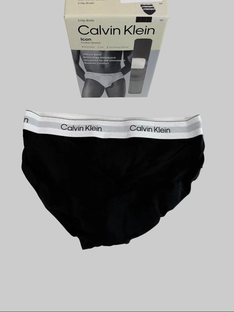 3 Slip Calvin Klein Nero elastico Bianco