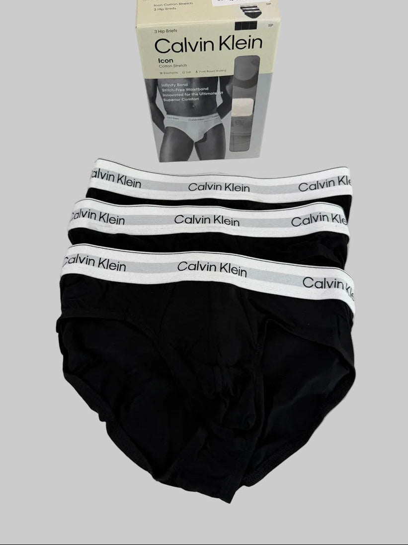 3 Slip Calvin Klein Nero elastico Bianco