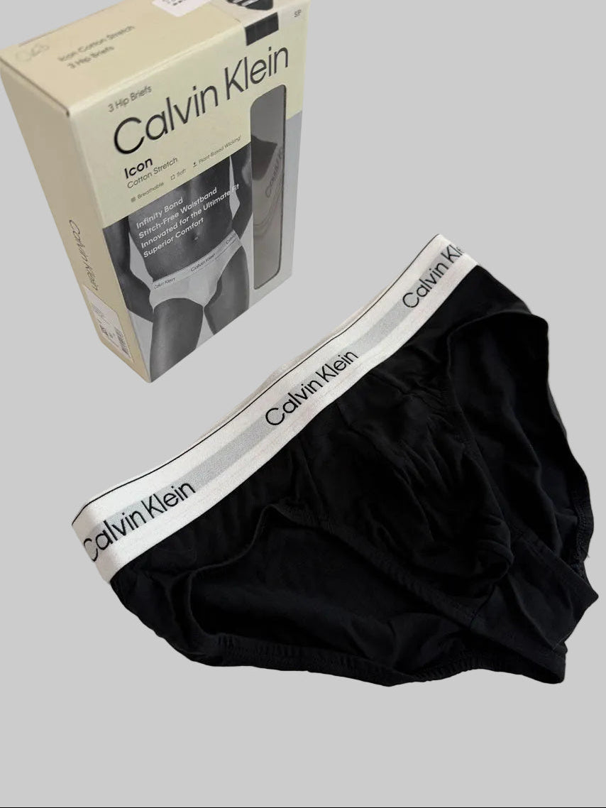 3 Slip Calvin Klein Nero elastico Bianco
