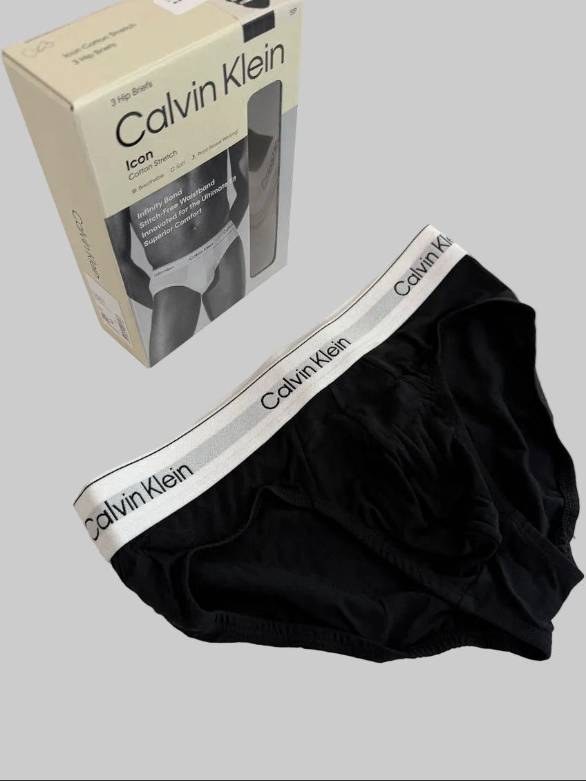 3 Slip Calvin Klein Nero elastico Bianco