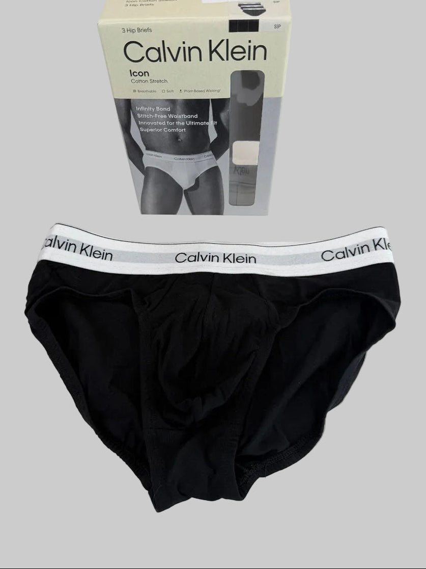 3 Slip Calvin Klein Nero elastico Bianco