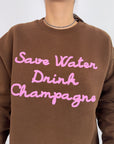 Felpa Superculture Save Water Drink Champagne Marrone