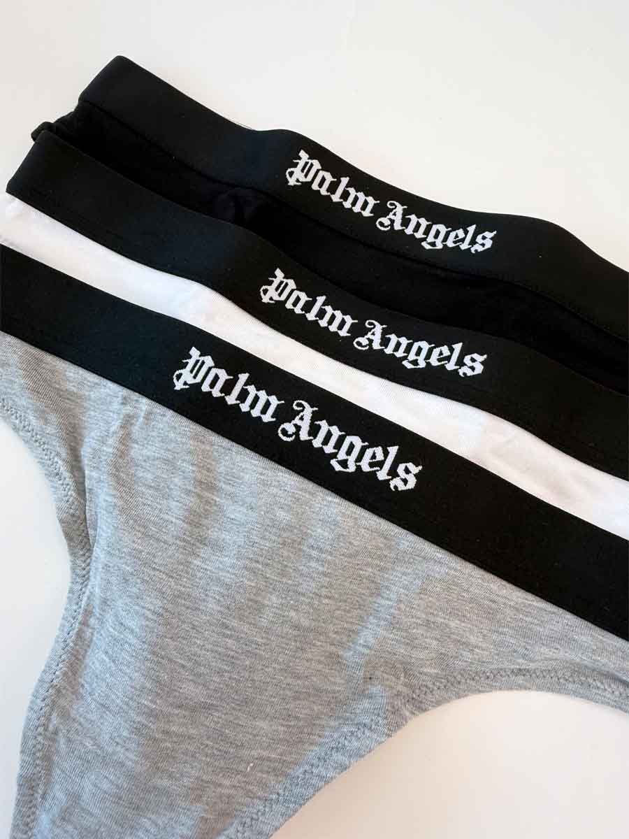 3 Perizomi Palm Angels Colore Nero Bianco e Grigio