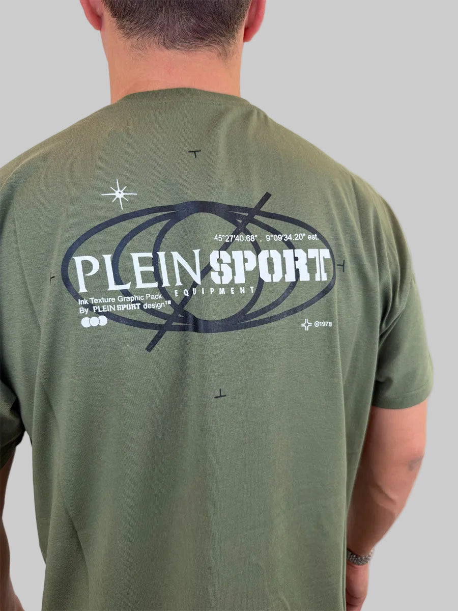 T-shirt Philipp Plein Sport Swim logo sul retro colore nero o verde militare