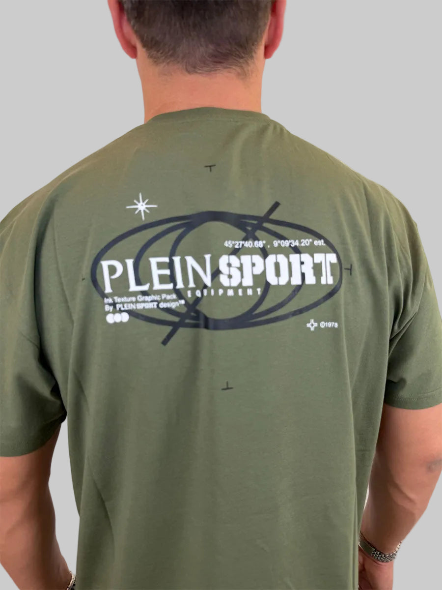 T-shirt Philipp Plein Sport Swim logo sul retro colore nero o verde militare