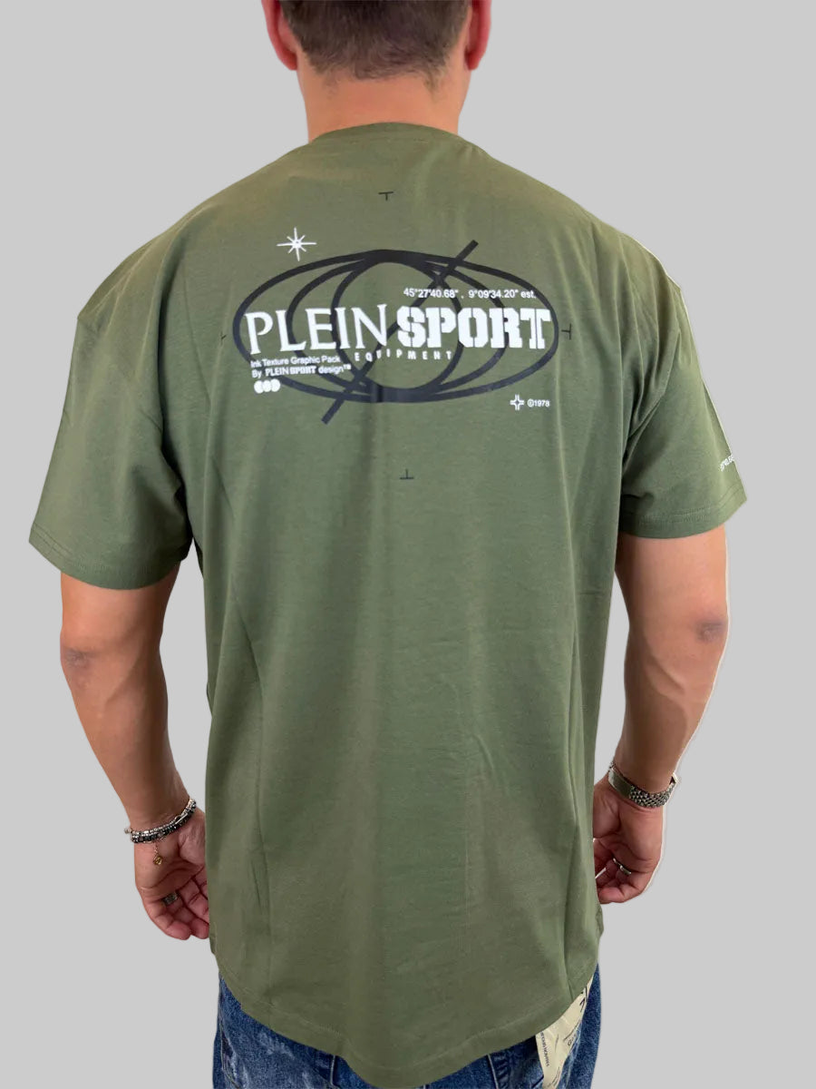 T-shirt Philipp Plein Sport Swim logo sul retro colore nero o verde militare