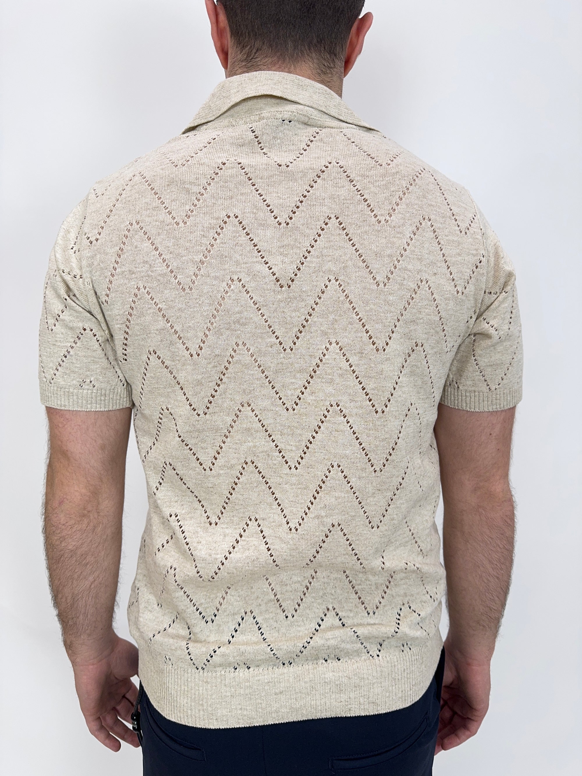 Polo Block Eleven in filo Blu Navy o Beige