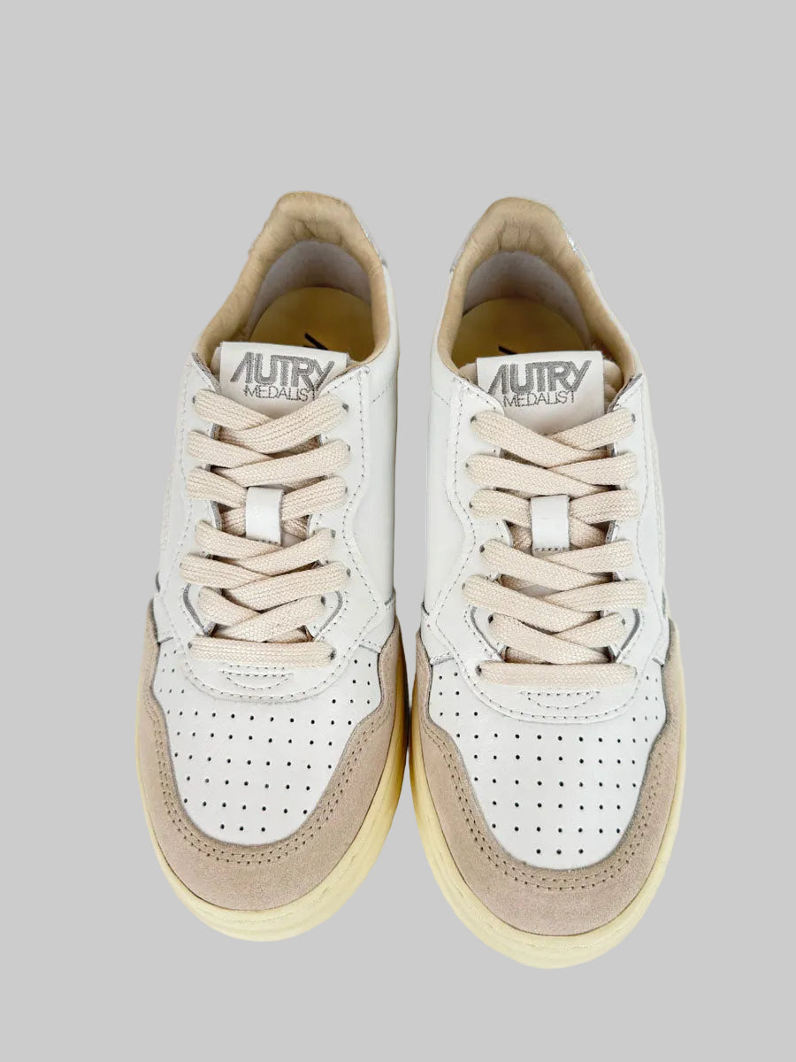Sneakers Autry White Suede e Argento
