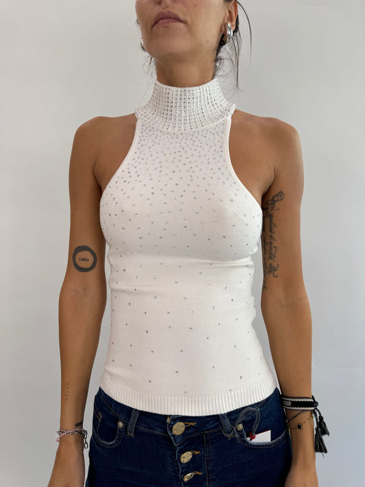 Top Marciano bianco con strass