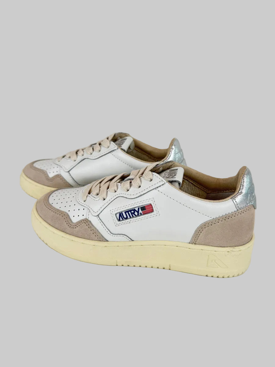 Sneakers Autry White Suede e Argento