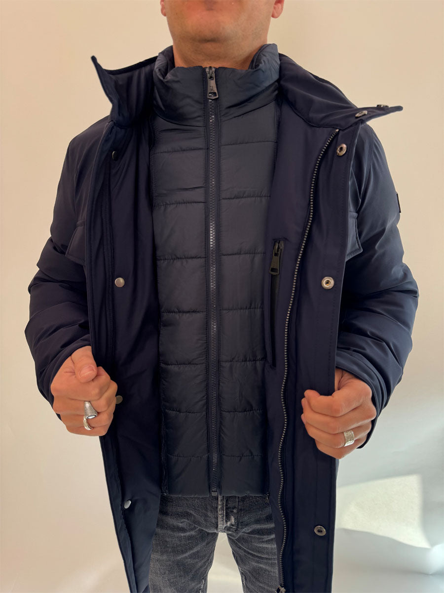 Giubbino Gianni Lupo imbottito con tasche nero o blu