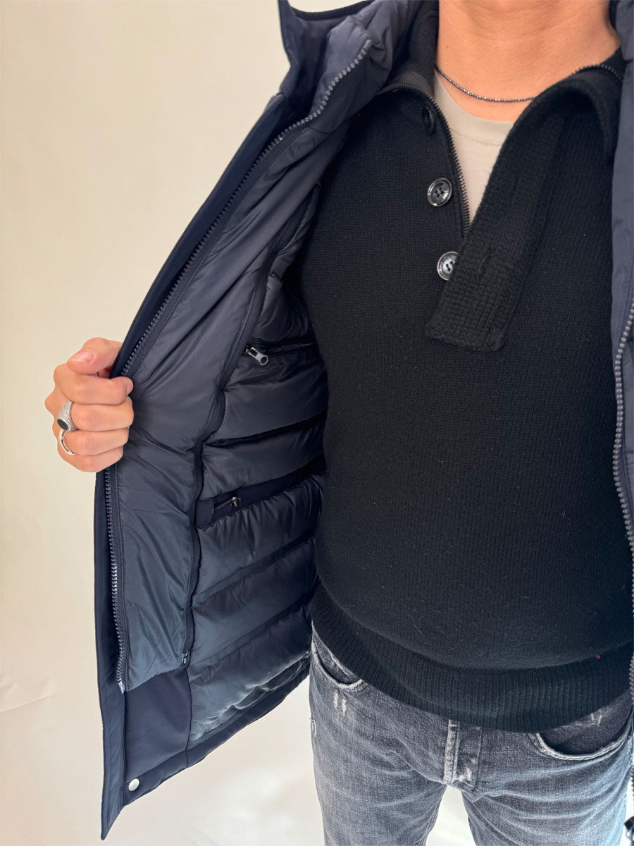 Giubbino Gianni Lupo imbottito con tasche nero o blu