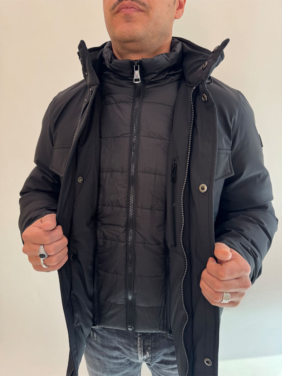 Giubbino Gianni Lupo imbottito con tasche nero o blu