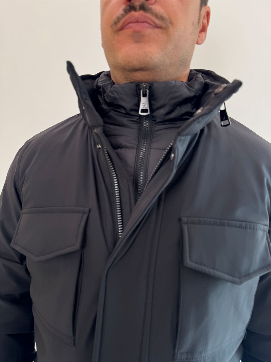 Giubbino Gianni Lupo imbottito con tasche nero o blu