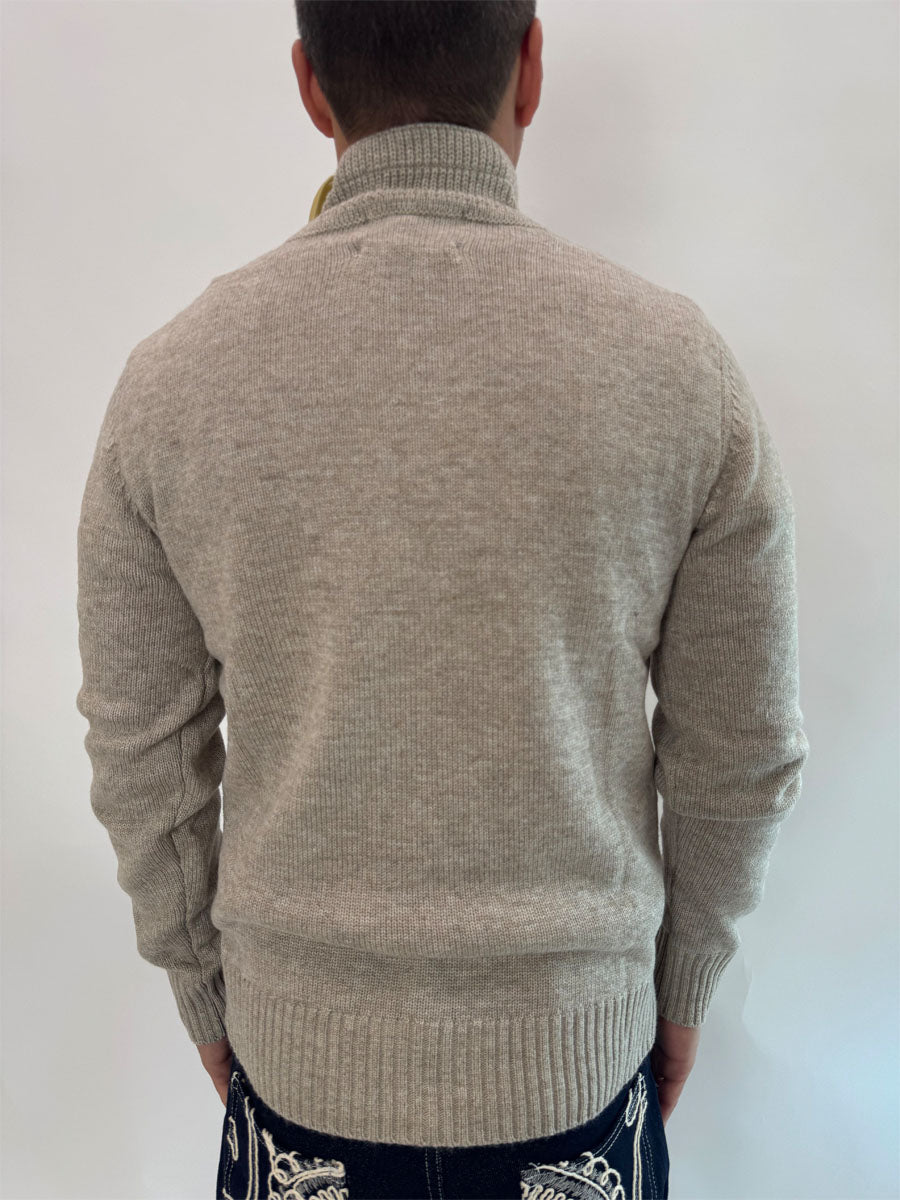 Cardigan Gianni Lupo bottoni e zip blu o Beige